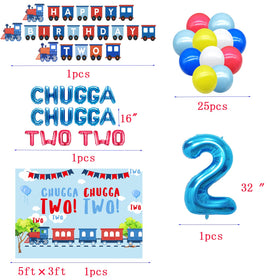 BEOXAGAR blue CHUGGA CHUGGA letters balloon enhances bold birthday decor.