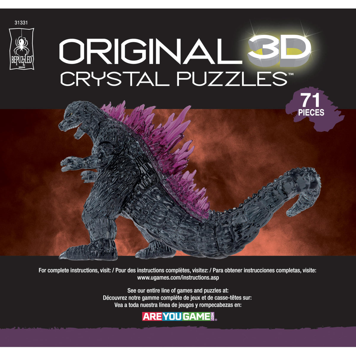 Bepuzzled Godzilla display piece for shelves, desks and dioramas.
