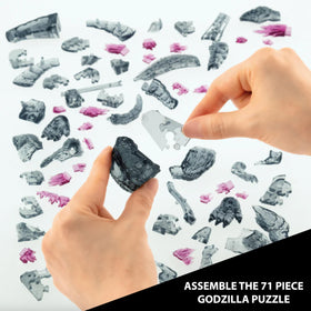 Bepuzzled Godzilla crystal puzzle side angle, showcasing precision interlocking pieces for seasoned puzzlers.