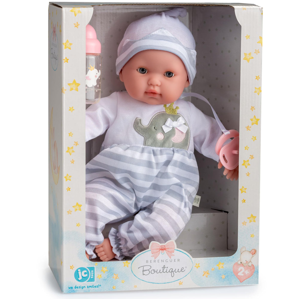 Berenguer Boutique 15in soft-body doll offers comforting hugs for bedtime routines.