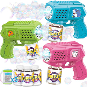 Beria bubble guns 3-pack with LED lights for vibrant outdoor bubbles.