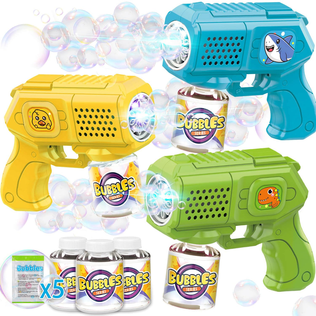 Beria bubble guns blue gun ready for outdoor play with vivid bubbles.
