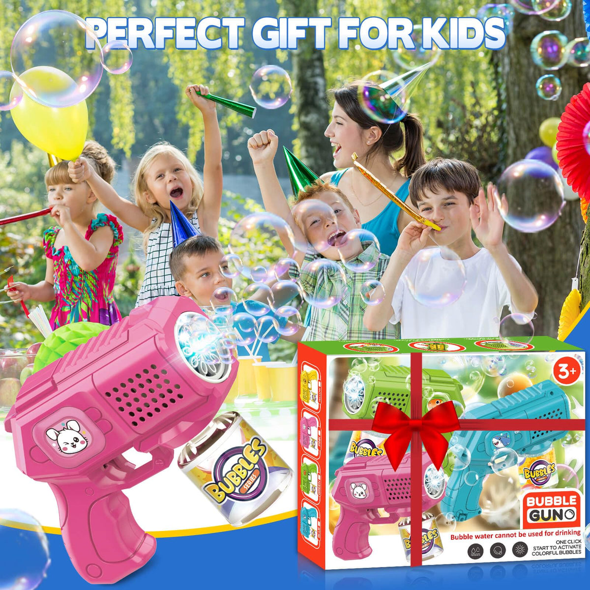 Beria Bubble Guns in action deliver rapid bubbles for energetic games.
