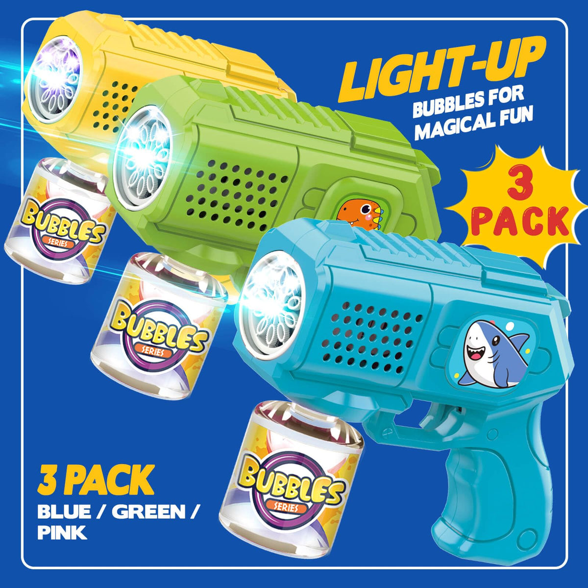 Beria bubble guns yellow gun adding sunny sparkle to playtime.