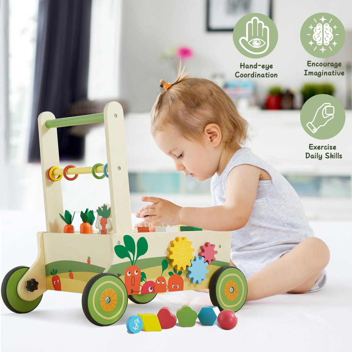 Beright 12-in-1 wooden walker arrives gift-ready with safety features