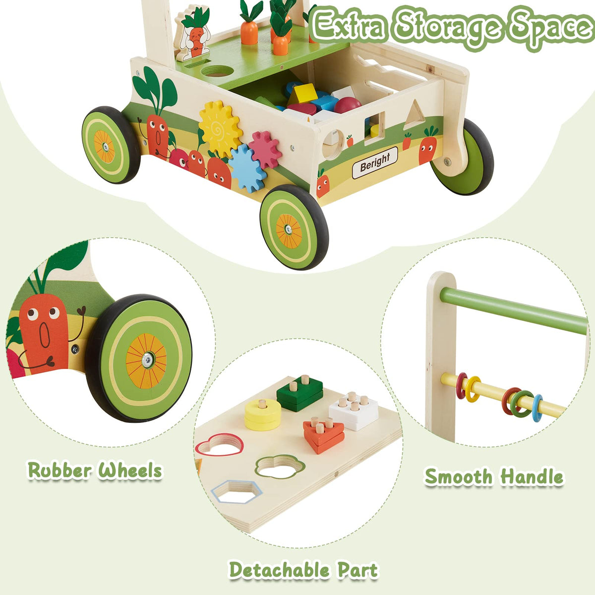 Beright push and pull design supports toddlers learning walking rhythm and balance