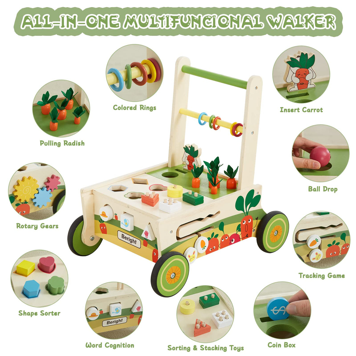 Beright shape sorter and stacking toys invite little hands to sort and stack