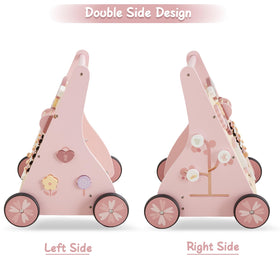 Beright pink walker featuring shapes puzzle for problem-solving play.