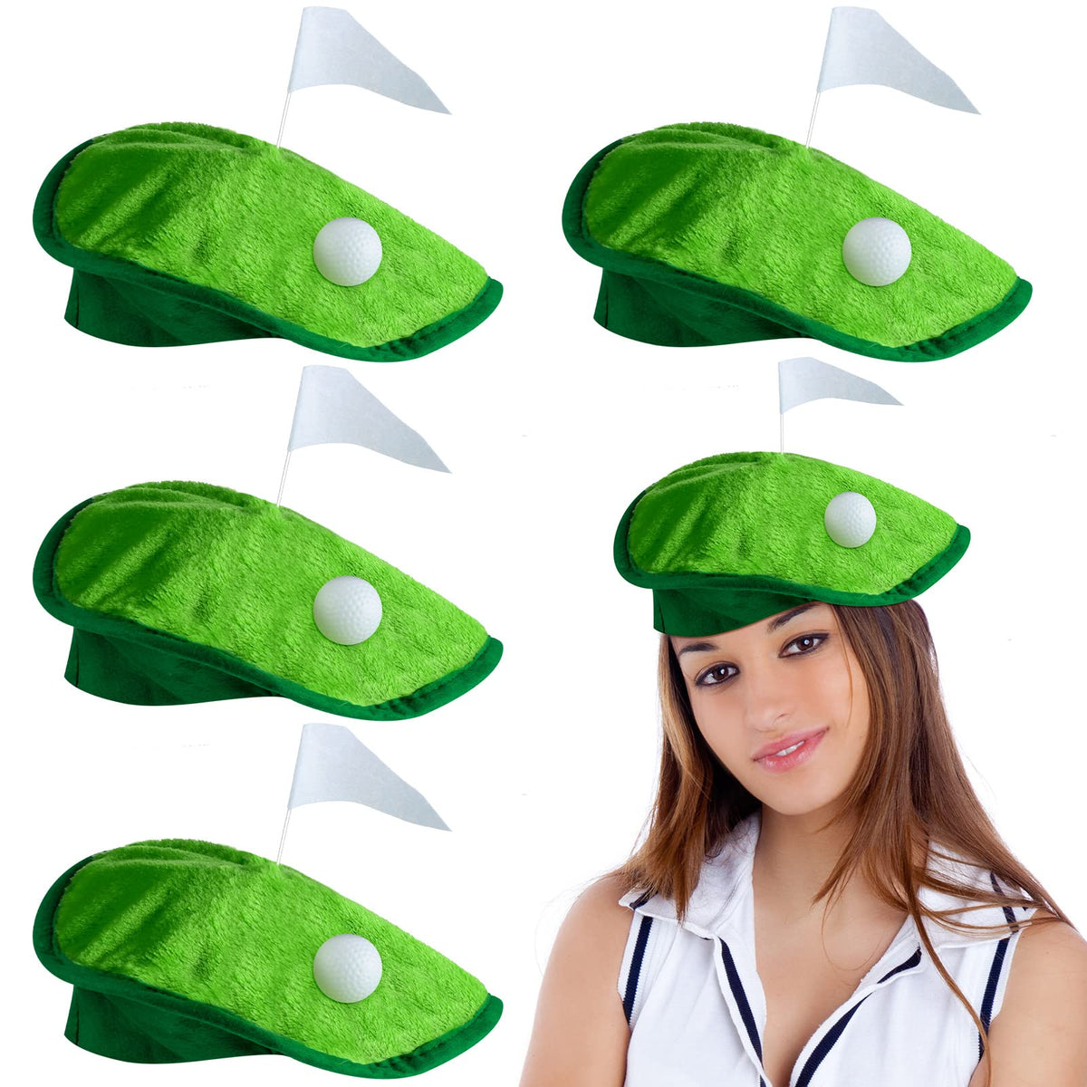 Berlune funny golfer beret with green lawn top for festive party costumes.