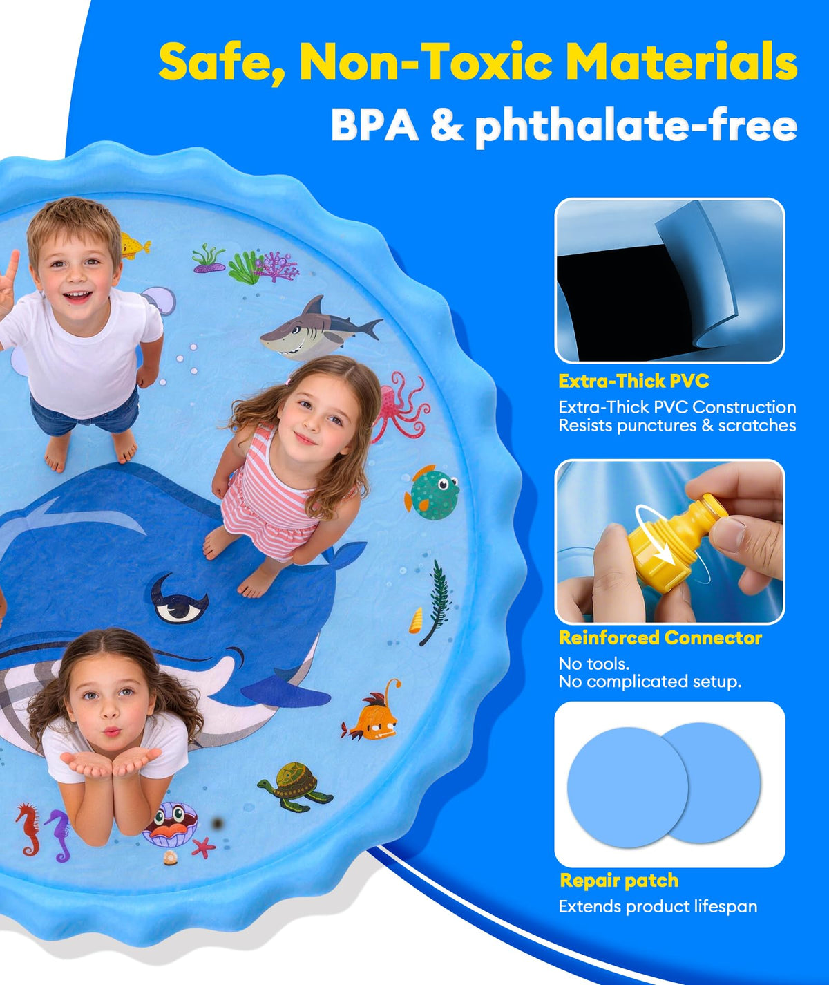 Splash pad folded compactly for storage with BerrysParadise.