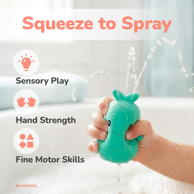BerrySquishy Ocean Friends whale toy encourages scooping and discovery at bath time