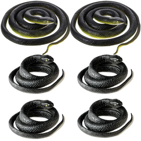 Beselley 49-inch large black rubber snake for lifelike garden deterrence and decor.