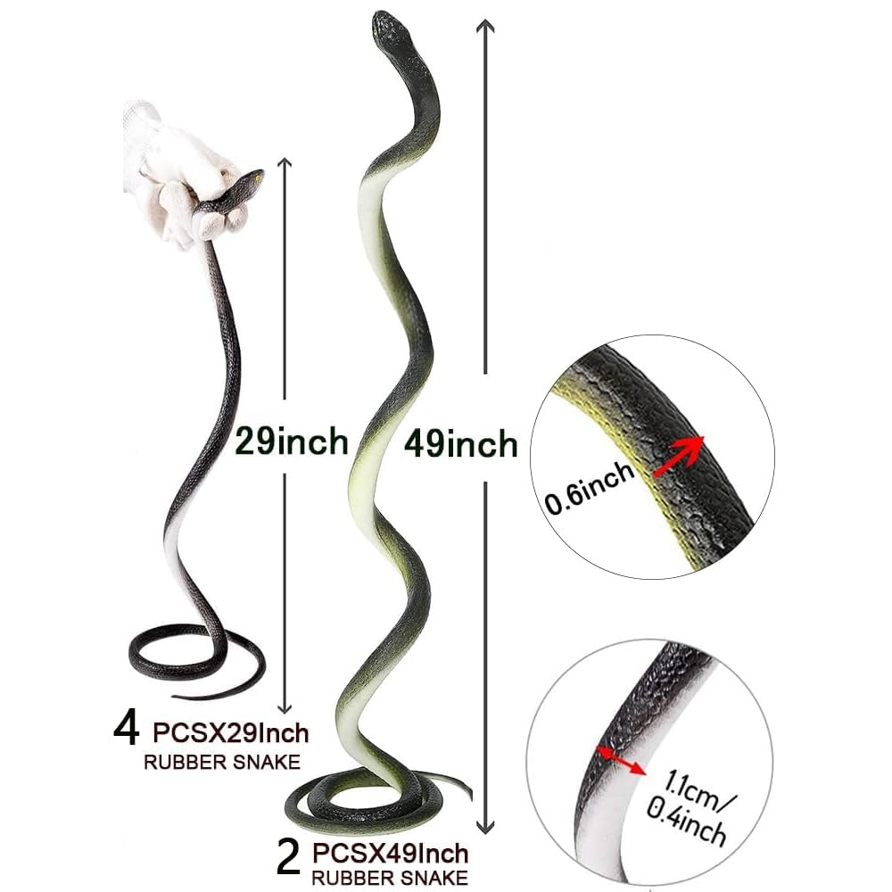 Beselley 49-inch large black rubber snake, second view, for outdoor prank appeal.