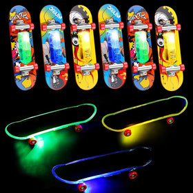 Beselley LED mini finger skateboard glows on a dark track for night play