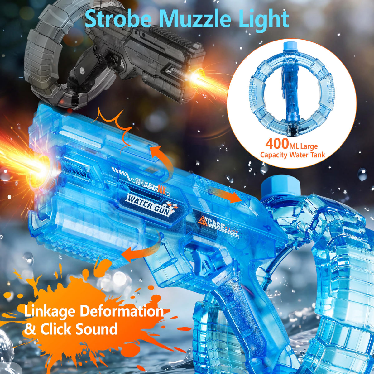 BESIBY water gun showing fully automatic trigger for nonstop play.