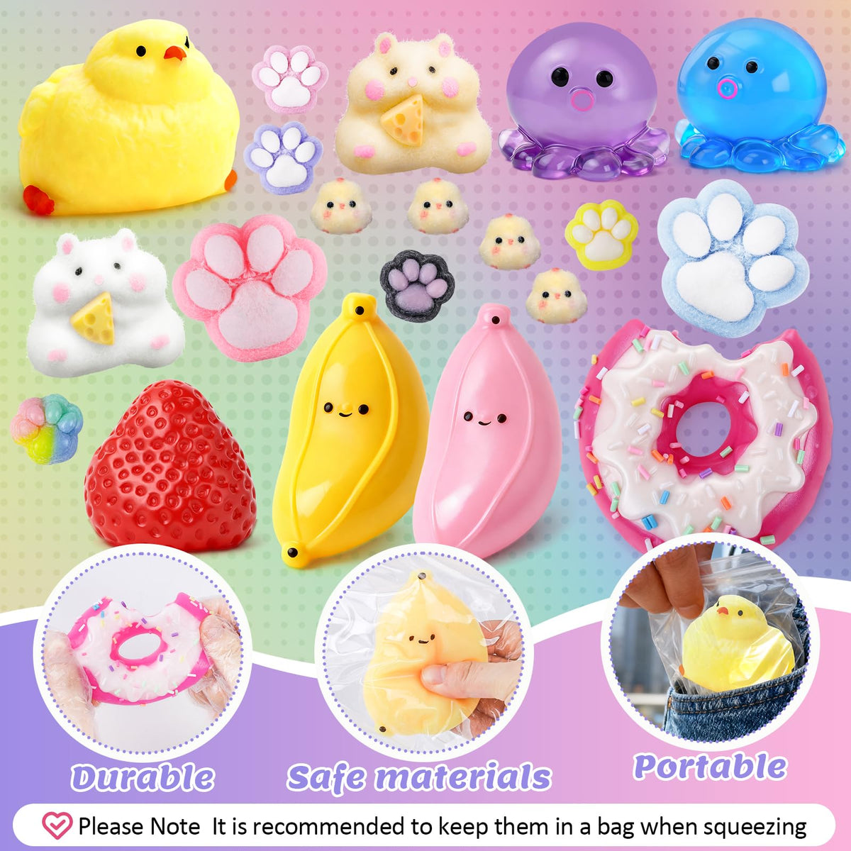 BESNEL Taba Big Strawberry Squishy adds colorful sensory play and imaginative games.