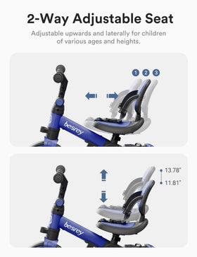 Besrey 4-in-1 Toddler Bike adjustable seat grows with your child.