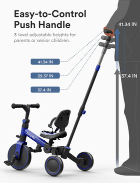 Besrey 4-in-1 Toddler Bike detachable backrest adds secure seating.
