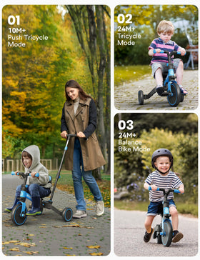 Besrey 3-point harness blue keeps small riders secure during use.