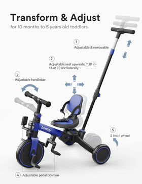 Besrey 4-in-1 Toddler Bike push handle extended for parent supervision.