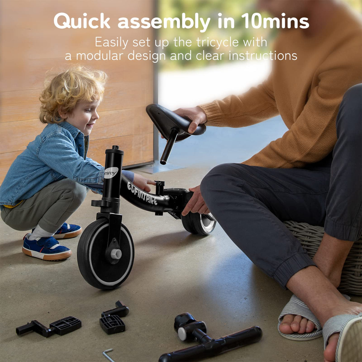 Besrey 5 in 1 toddler bike ergonomic PU saddle provides comfortable seat for long sessions