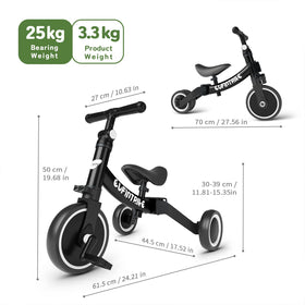 Besrey 5 in 1 toddler bike widened body supports growing riders