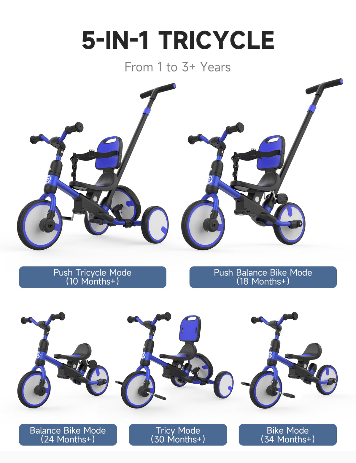 Besrey 3-point harness keeps child secure during growth stages