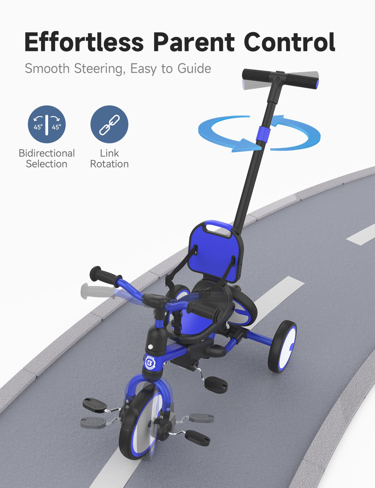 Besrey push-handle with 4-position adjustments for comfortable steering