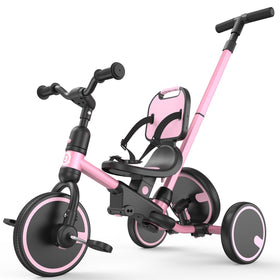 Besrey 5-in-1 toddler tricycle with push handle, secure setup for outdoor walks.
