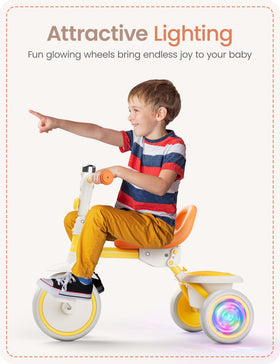 Besrey yellow toddler seat with backrest supports growing riders in comfort.