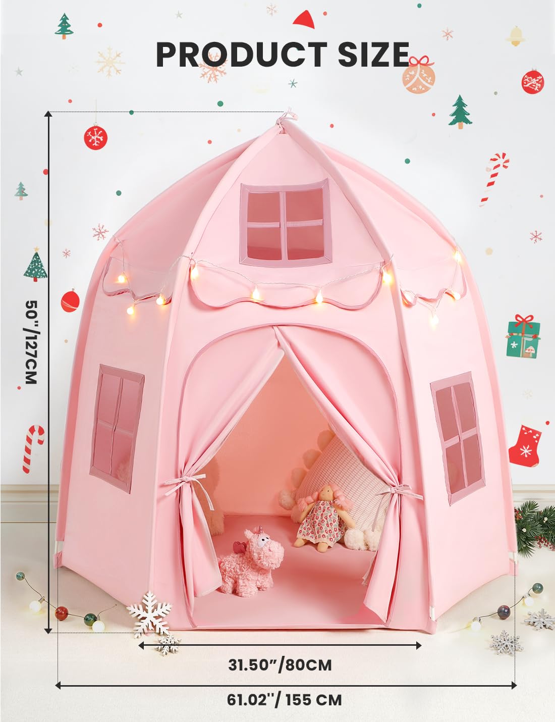 Besrey play tent dimensions 61 by 31.5 by 51 inches