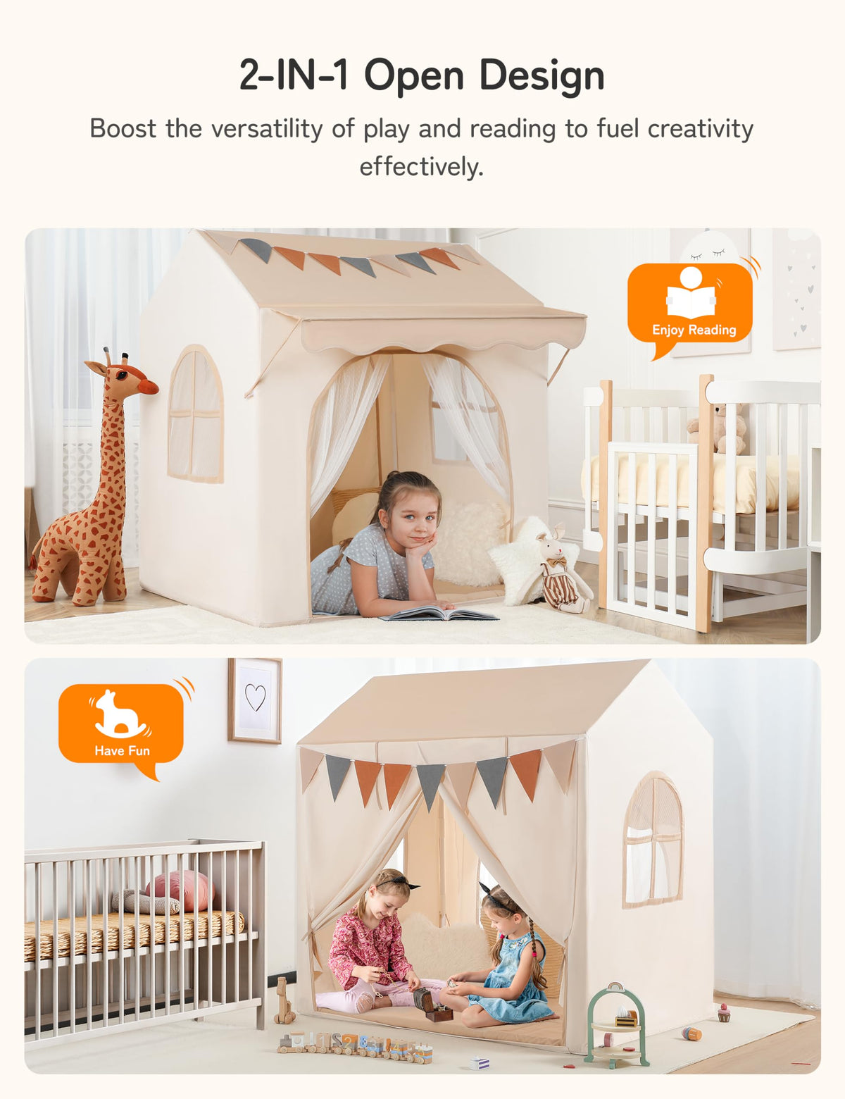 Besrey Play Tent padded mat offers comfort during pretend play and reading.