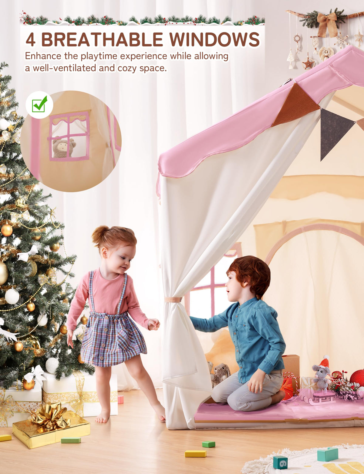 Besrey Kids Tent durable fabric and reinforced poles for lasting use
