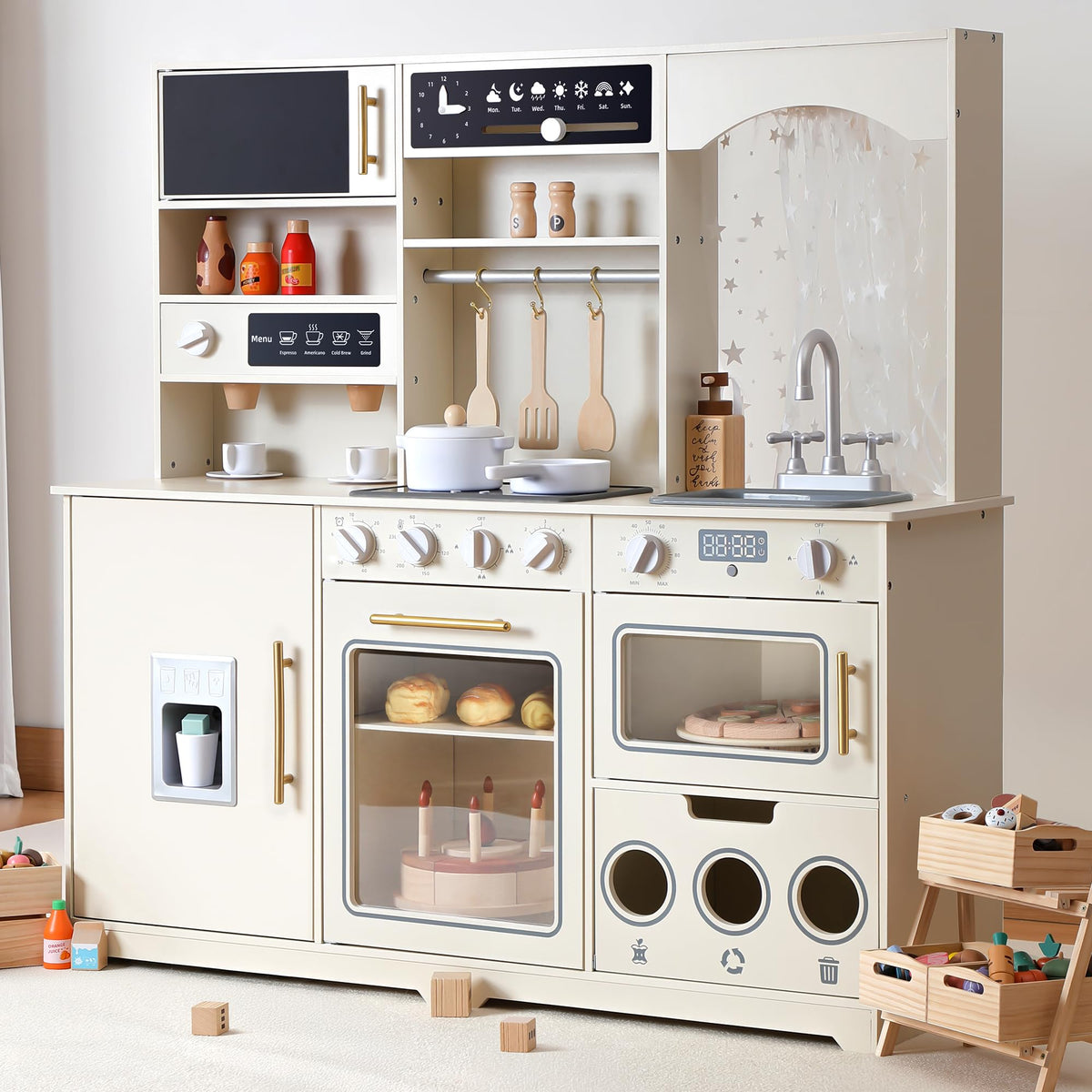 Besrey Play Kitchen microwave with lights for immersive pretend play