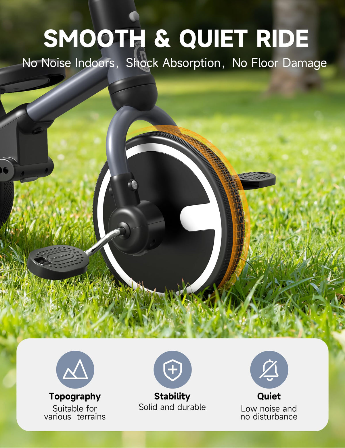 Besrey durable PU wheels provide a quiet, smooth ride with shock absorption.