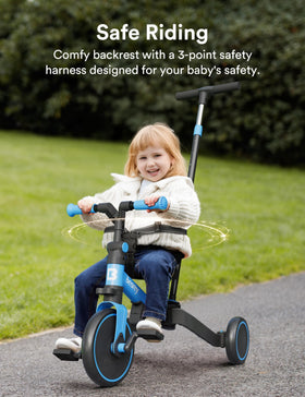 Besrey adjustable handlebar blue grows with child for continued comfort.