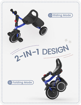 Besrey toddler tricycle blue side view highlights balance for new riders