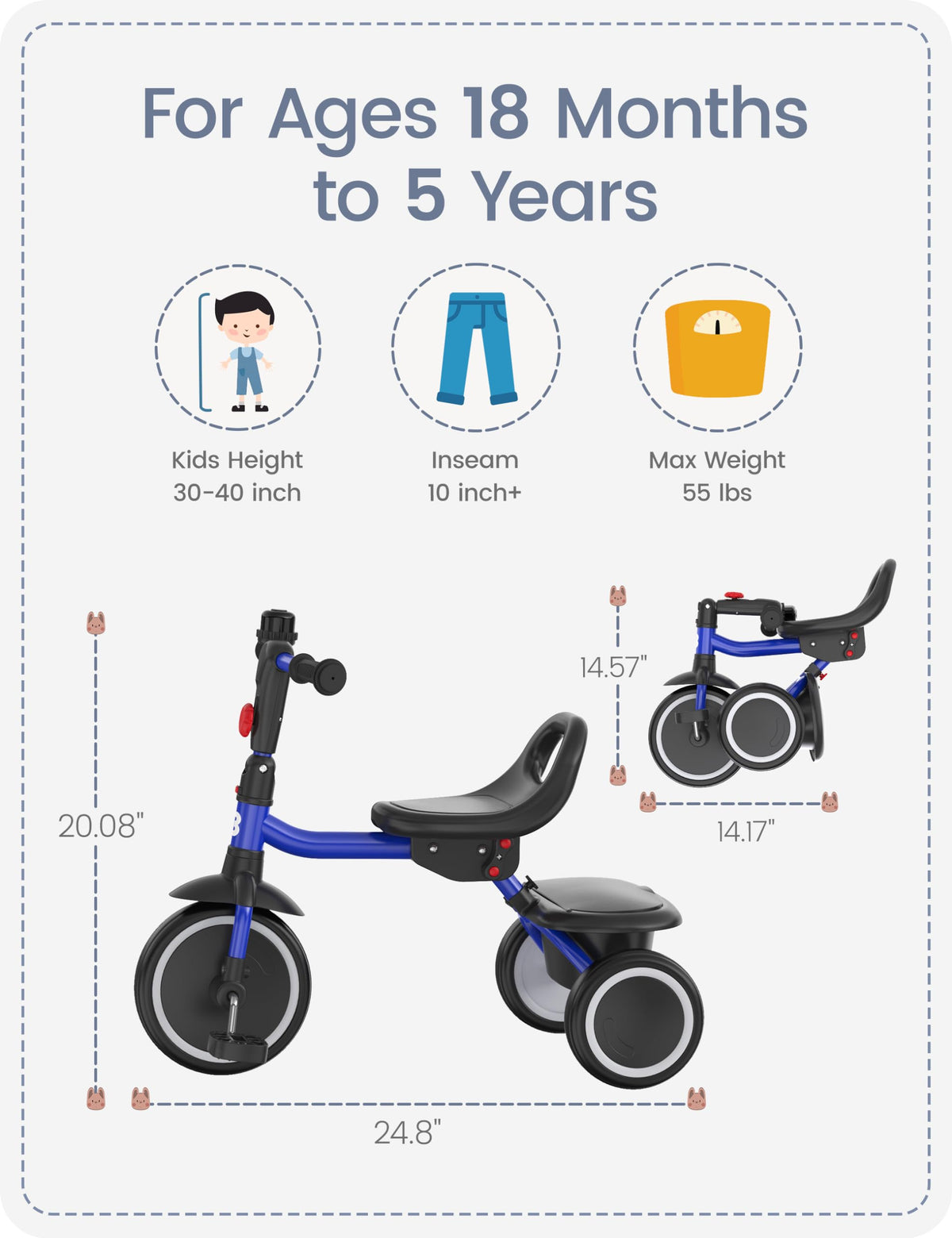 Besrey folding-transport feature eases storage and on-the-go trips