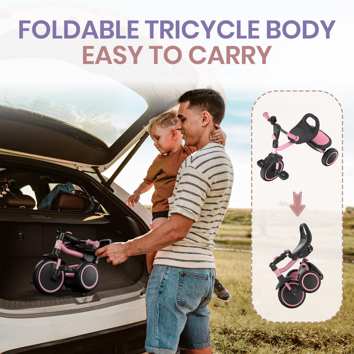 Besrey tricycle outdoor ride on varied terrain with shock absorption