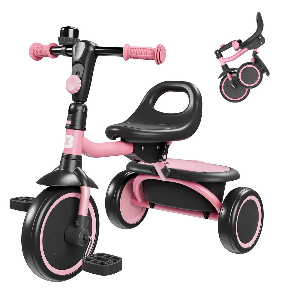 Besrey toddler tricycle pink front view for safe beginner rides