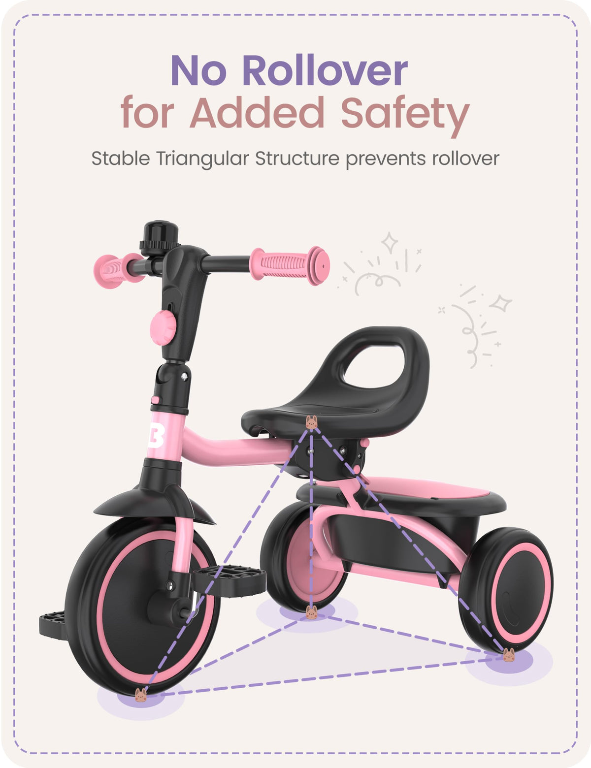 Besrey toddler tricycle pink with bell for engaging, active play