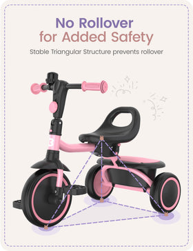Besrey toddler tricycle pink with bell for engaging, active play