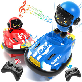 bessome 2-pack cute cartoon RC bumper cars side view for toddlers supporting two-player fun