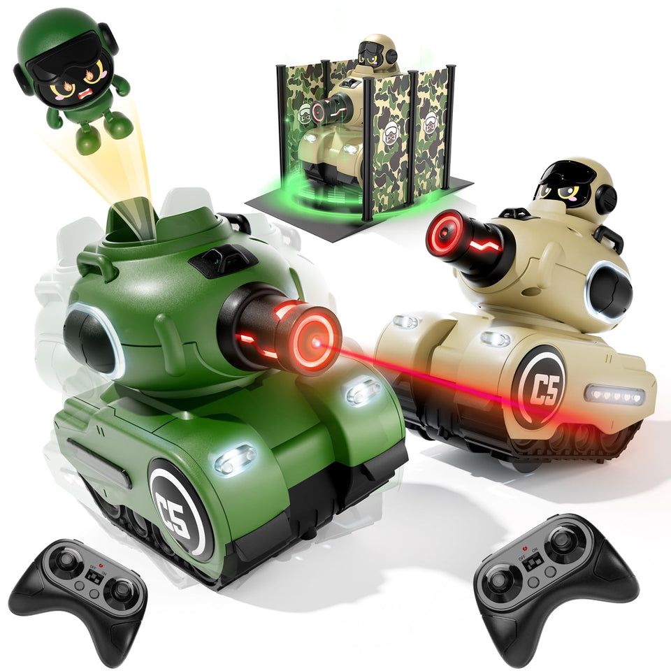 bessome cute tank front view showcases vibrant laser tag visuals for lively indoor battles.