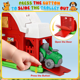 Bessome farm barn playset crane hook lifts hay for motor skills.