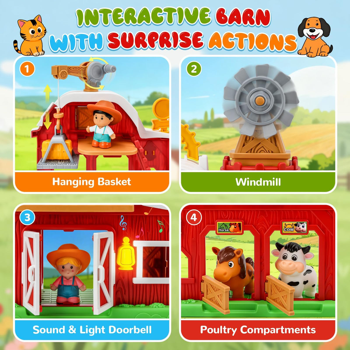 Bessome farm barn playset farmer figure for pretend farming adventures.