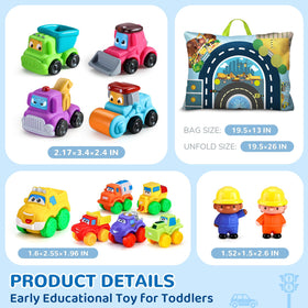 Bessome police car, fire truck, and bus set offers durable pretend play for kids.
