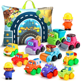 Bessome soft rubber cars toy set on a colorful playmat for safe toddler play.