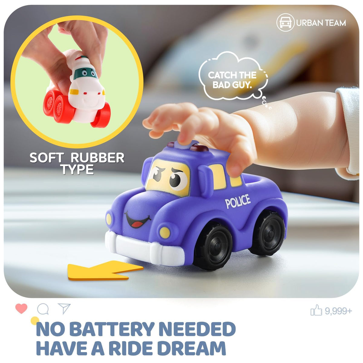 Bessome bus soft rubber toy car encourages coordinated hand movement on mat