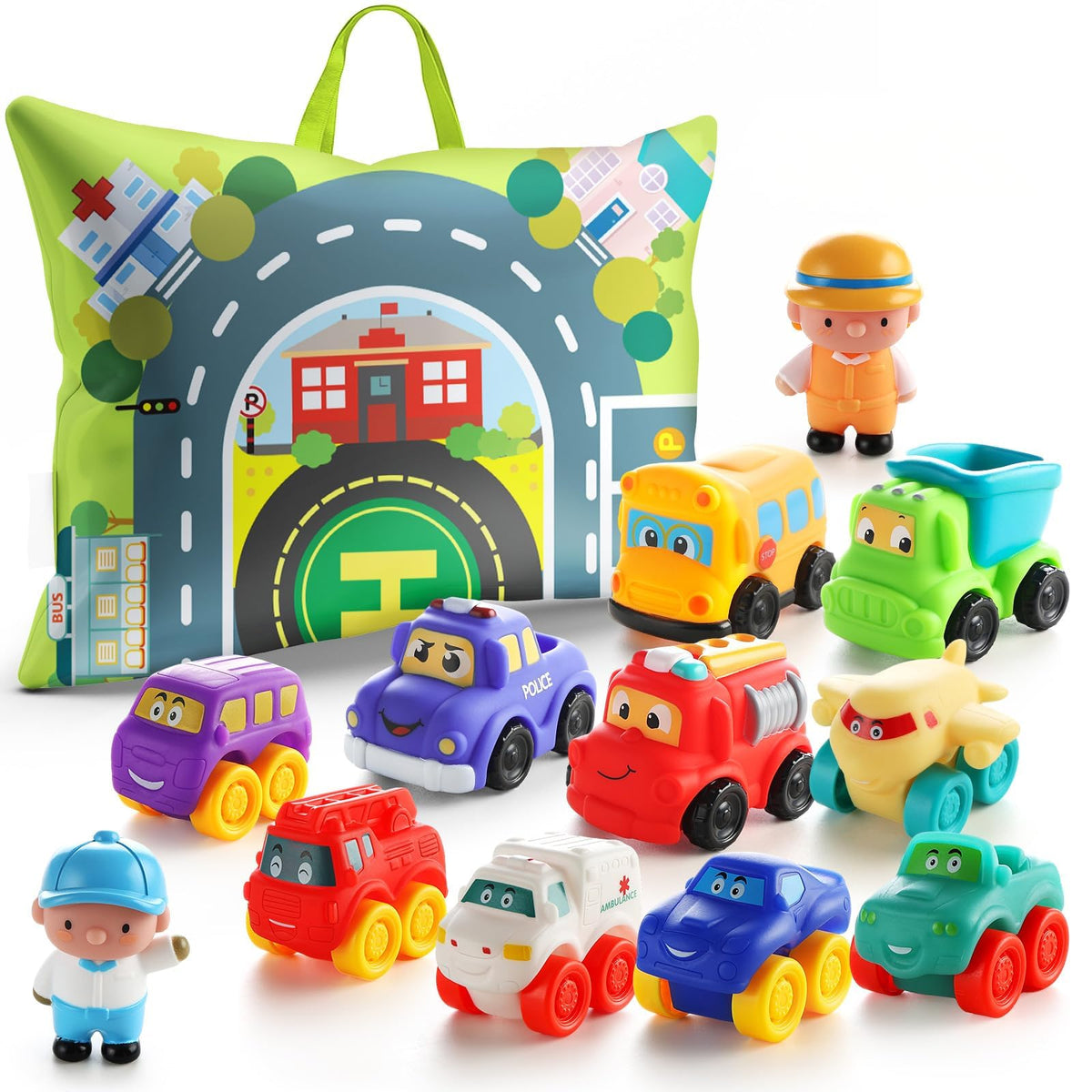 Bessome police car soft rubber toy for safe grasping on the playmat